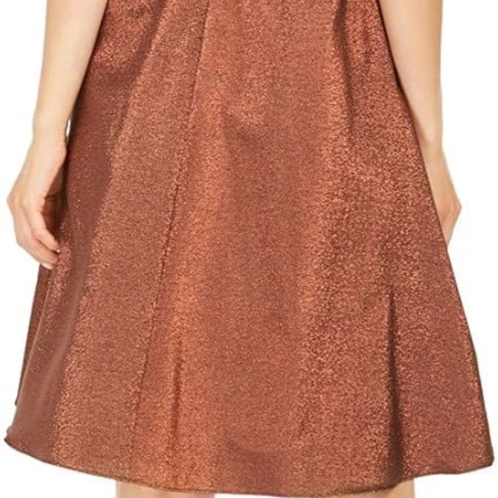Adrianna Papell metallic cowlneck dress in copper size 8 - Picture 3 of 6